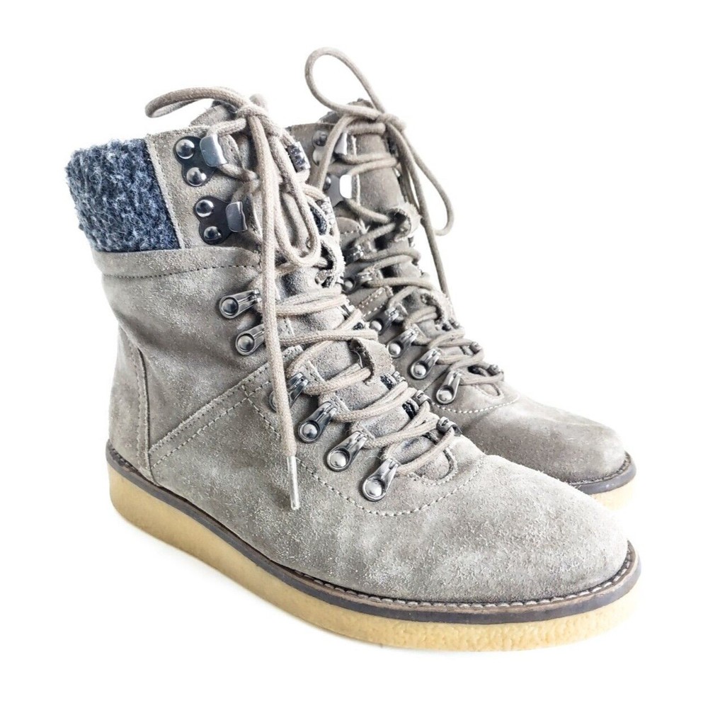 Urban‎ Outfitters Gray Faux Fur Sherpa Lined Suede Winter Boots Size 8.5 Womens